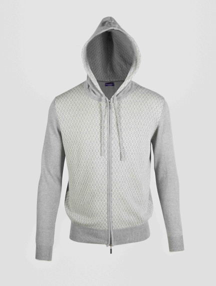 Patrick Hellmann CollectionGrey Hoodie Sweater Zip-Up 100% Cottonimage614